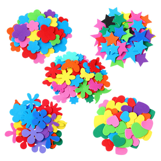 200pcs Foam Stickers Self-Adhesive Geometric Shape Craft Stickers Sticky DIY Craft Sticker Supplies Assorted Colors for Kids Scrapbooking Art Program Card Making Projects