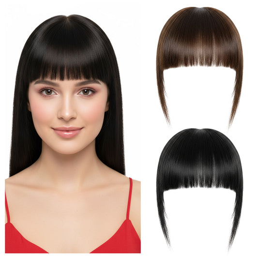 Sibba Clip in Bangs Fake Bangs Hair Clip 4PCS Wispy Fake Bang Fringe with Temples Hairpieces Natural Clips On Airbang Hairs Air Curtain hairbangs Hair Extensions Curved hairbangs For Women Daily Wear