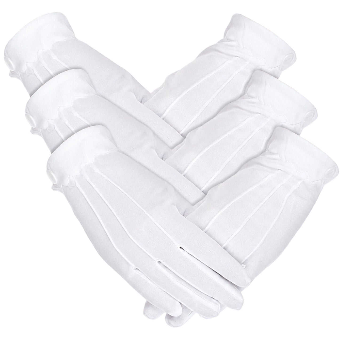 Gsbnjuy 3 Pairs White Gloves for Men Women Formal Parade Costume Gloves