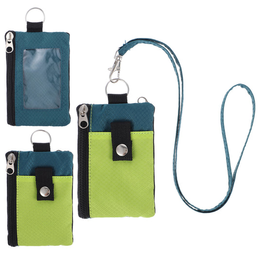 RFID Blocking Small Neck Wallet Water Resistant Zipper ID Case Pouch Travel Neck Wallet with Lanyard Keychain Badge Holder with ID Window for Women Men Boys Girls Cards Coin Daily Use (Grass green)