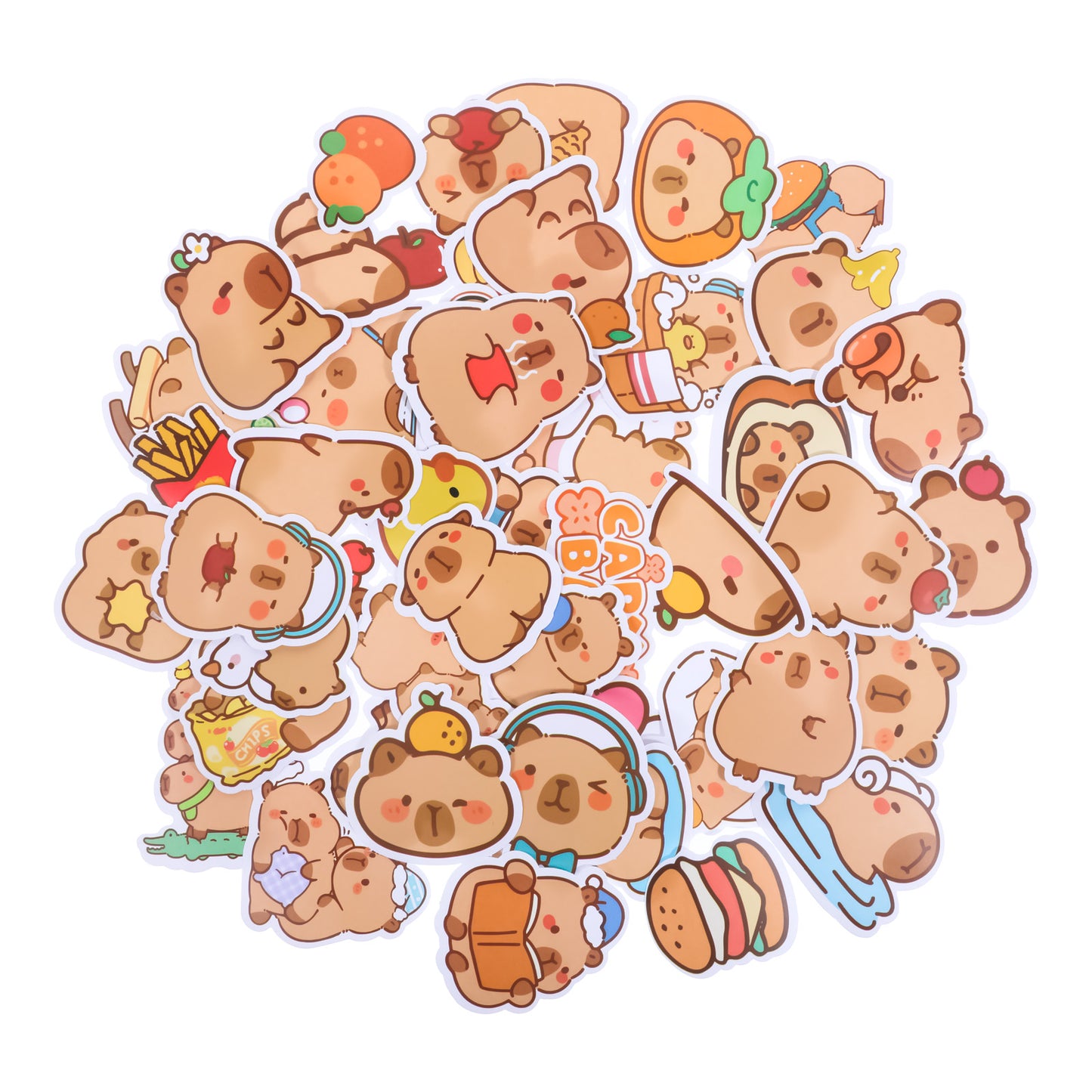 100pcs Capybara Stickers Cute Cartoon Animal Decals Vinyl Waterproof Kawaii Stickers Nature Party Favors & Gifts for Adults Teens Girls Water Bottle Laptop Luggage Helmet Scrapbook Motorcycle Guitar