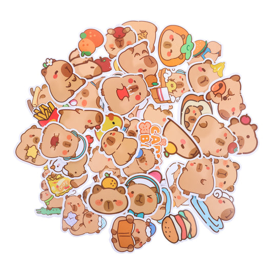 100pcs Capybara Stickers Cute Cartoon Animal Decals Vinyl Waterproof Kawaii Stickers Nature Party Favors & Gifts for Adults Teens Girls Water Bottle Laptop Luggage Helmet Scrapbook Motorcycle Guitar