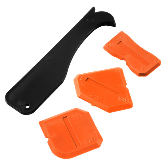Dimeho 4 Pcs Silicone Caulking Tool Set Reuse Sealant Finishing Tool Grout Scraper Caulking Removal Pad Sealing Hand Caulk Removal Tool for Kitchen Bathroom Floor Sink Window Join Sealant(Orange)