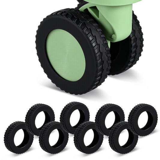 Wanmu 8 Pcs Luggage Wheels Covers, Anti-Noise Silicone Wheel Protective Covers for 2-2.4'' Spinner Wheel, Wear-Resistant Travel Carry On Luggage Suitcases Wheels Protector (Black)