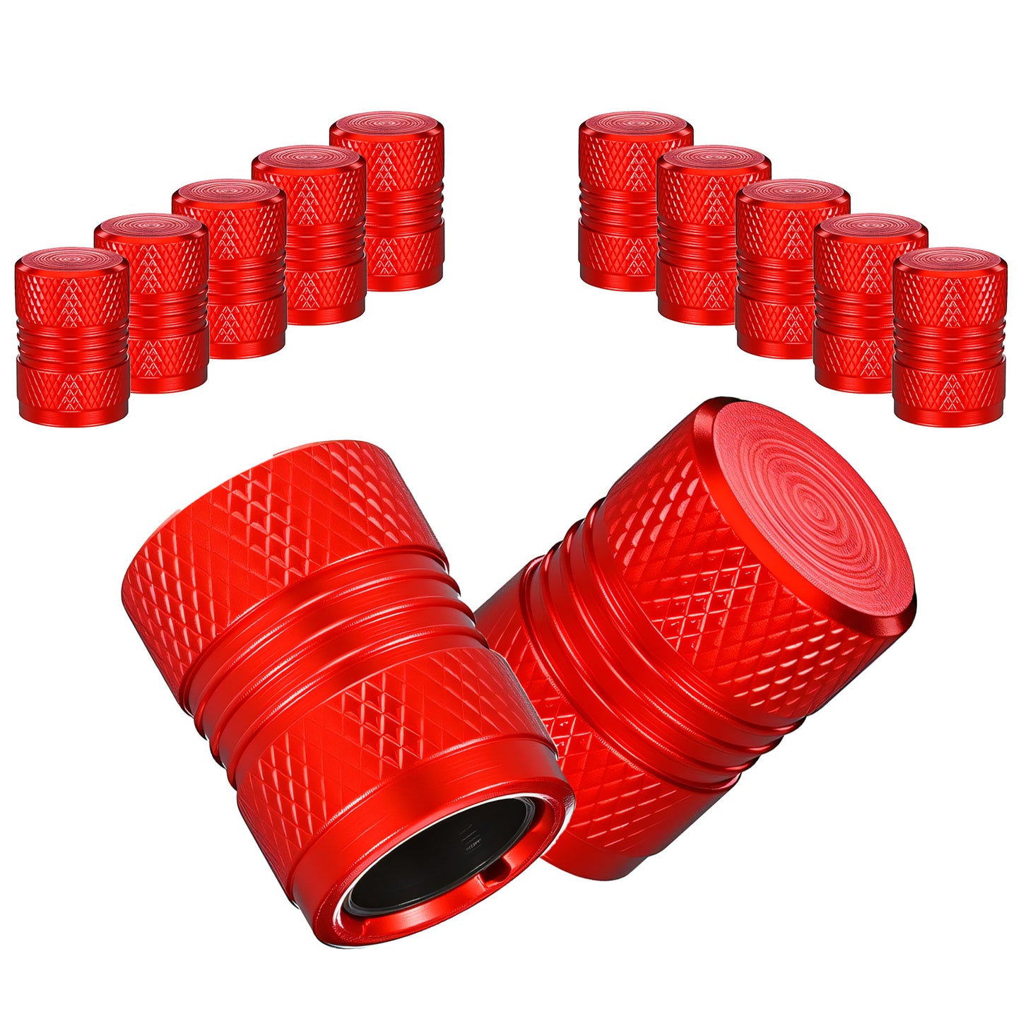 Wanmu 10 Pack Tire Valve Stem Caps, Universal Anti-Corrosion Car Air Cover for Car, SUV, Bike, Truck, Motorcycles (Red)