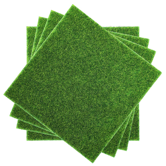 Wanmu 4 Pcs Fake Grass Decor for Crafts, Artificial Fairy Garden Grass Moss, 6 x 6 Inches Fake Turf Accessories for Dollhouse Ornament DIY Decoration Projects, Miniature Garden, Diorama Supplies