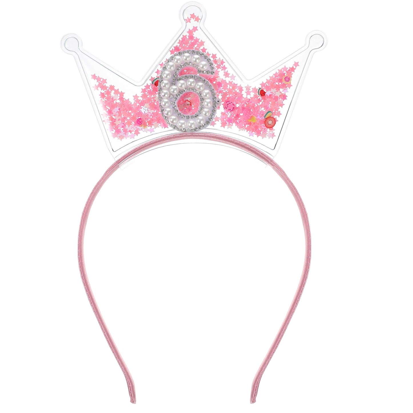 Sibba Birthday Crown Headband for Girls Glitter Princess Tiara Pink Birthday Girl Headbands for Party Decorations(6)