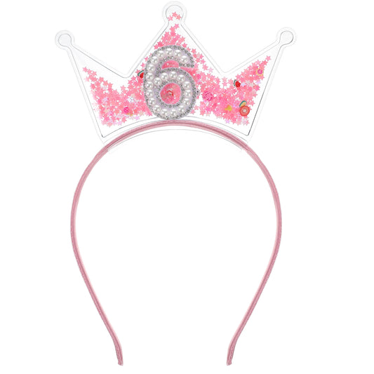 Sibba Birthday Crown Headband for Girls Glitter Princess Tiara Pink Birthday Girl Headbands for Party Decorations(6)
