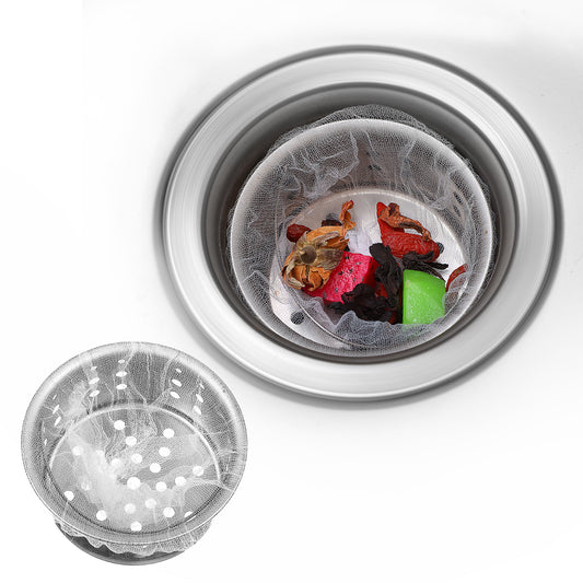 Sibba 200 Pcs Kitchen Disposable Mesh Sink Strainer Bag Flippable Drain Strainer Elastic Sink Drain Strainer Stopper Drains Protector for Collecting Kitchen Food Waste
