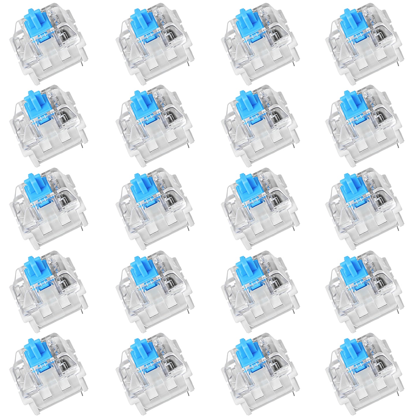 FNANJWQ 20 Pcs Blue Switch Replacement 3 PIN Mechanical Keyboard Switches, Clicky Key Switches, Dustproof Keyboards Accessories for Mechanical Keyboard