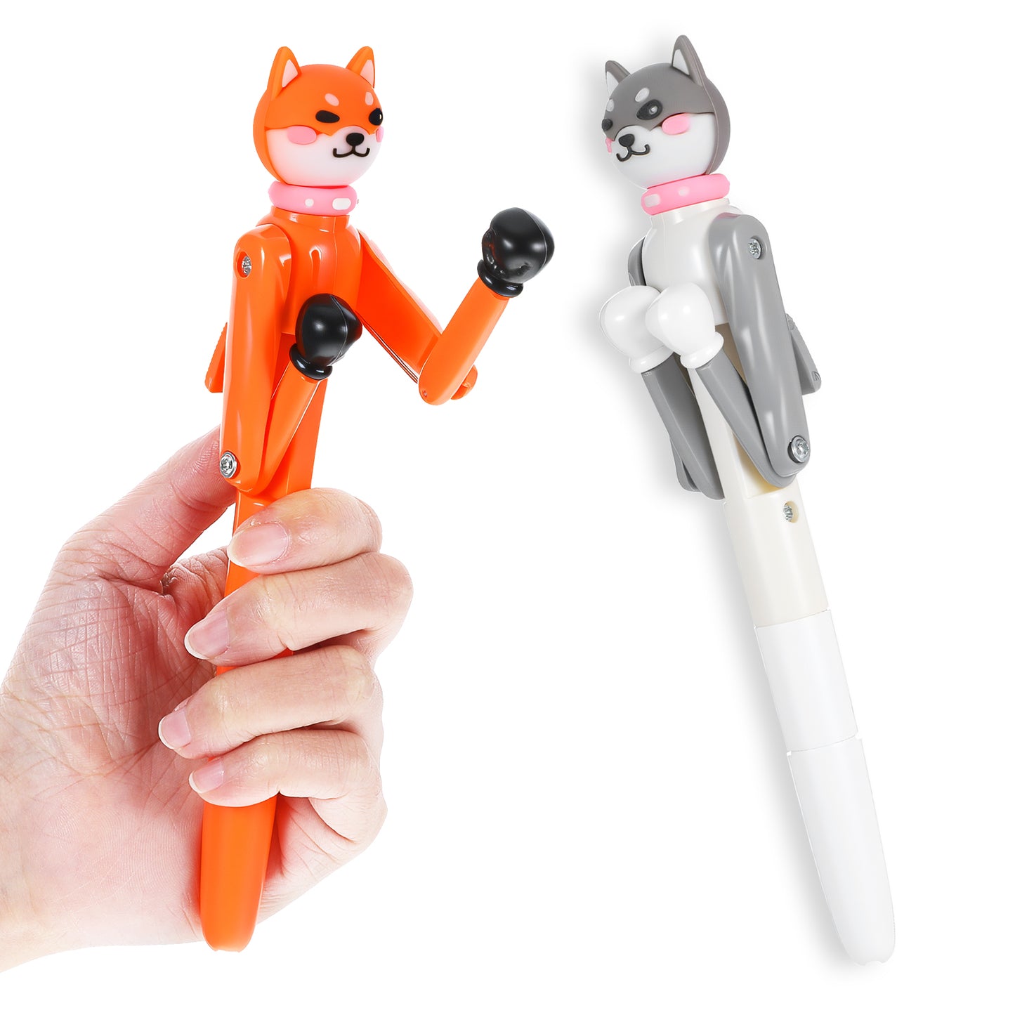 2 Pcs Boxing Pen Novelty Dog Themed Punching Pens, Cool Funny Ballpoint Pens with Punching Arm and Crisp Button Sound, Novelty Pen Boxing Gift for Christmas Party Favors Gifts, Office School Supplies