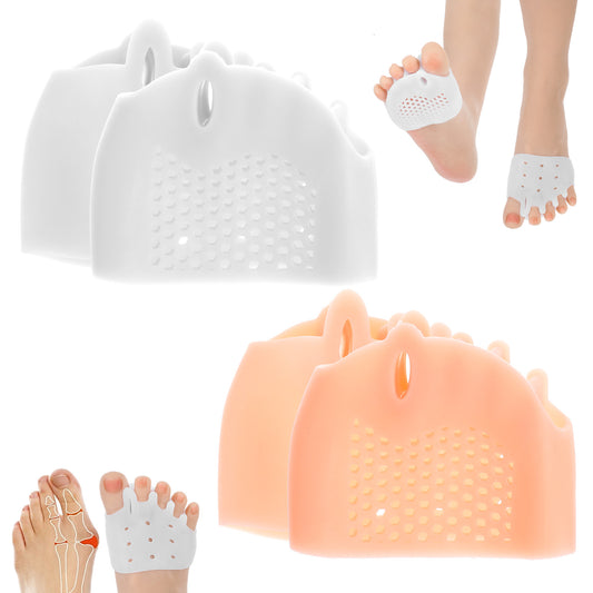COMNICO 2 Pairs Silicone Toe Separators Metatarsal Gel Pads Ball of Foot Cushions Bunion Corrector Cushion Breathable Soft Gel Foot Cushions for Women Men FootPain Relief