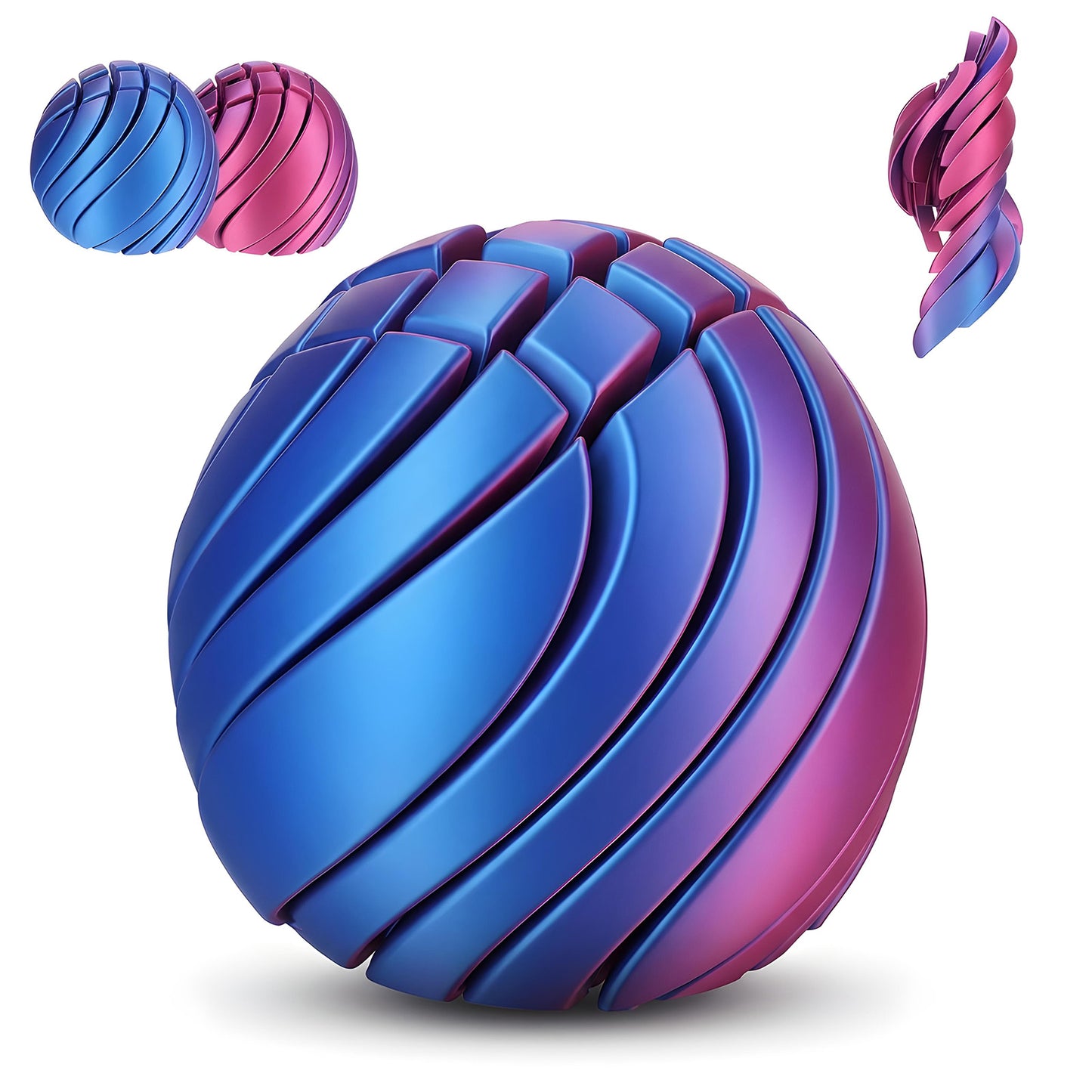 FNANJWQ 3D Printed Fidget Ball Toy, Twisted Sphere Fidget Toy with Liquid Flow Effect, Sensation Decrease Gear Twistable Desk Toys for Anxiety Relaxation Office Home for Adult