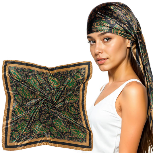 Sibba 35” Satin Head Scarf for Women Like Silk Scarf Versatile Hair Bandana Light Head Wraps Neck Face Scarves Cover Lightweight Rag Sleeping Cap Soft Headscarf Square Satin Scarves