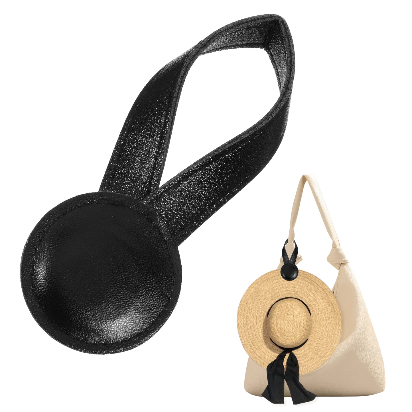 Hadnves Magnetic Hat Clip for Travel on Bag, Strong Magnet Leather Sunhat Holder with Secure Closure Lightweight Storage Hook Vacation Beach Essentials Accessories for Purses Backpacks Tote Bags