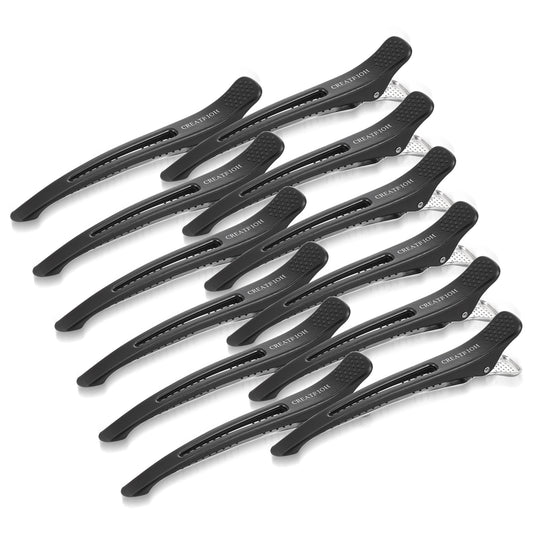 Wanmu 12Pcs Hair Clips for Women Styling Sectioning, Professional Creaseless Duck Billed Hair Clips, Non Slip Alligator Hair Clips for Salon and Home Haircuts - Thick & Thin Hair, 4.3'' Long