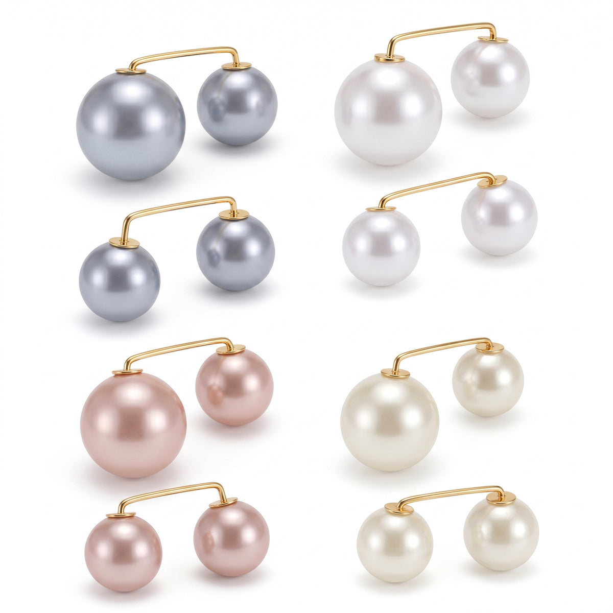 QFGasre Pearl Brooch Pins for Women, 8 Pcs Double-Ended Faux Pearl Pins