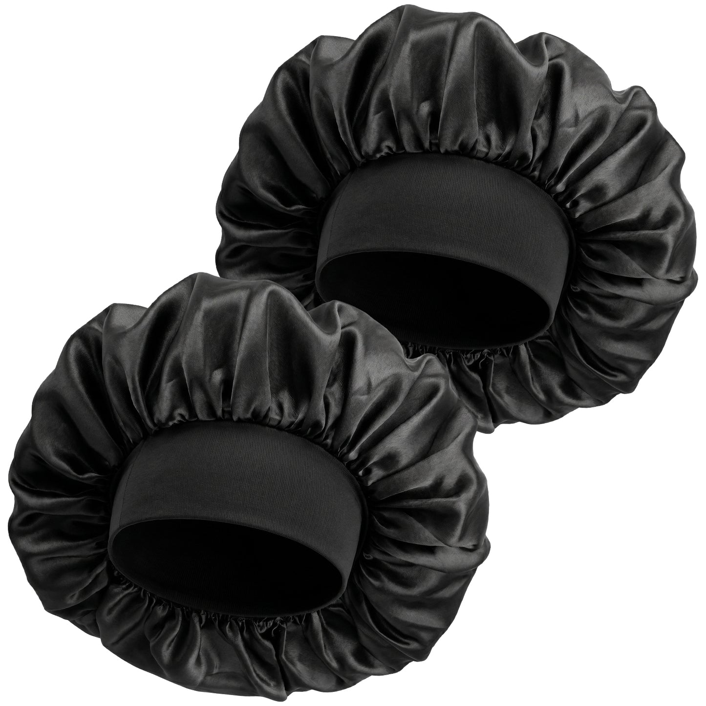 Heclia 2 Pcs Silk Bonnet for Men Women Hair Bonnet for Sleeping Double Layer Satin Bonnets Elastic Band Sleep Cap Hairs Caps Hairs Wrap for Hair (Black)