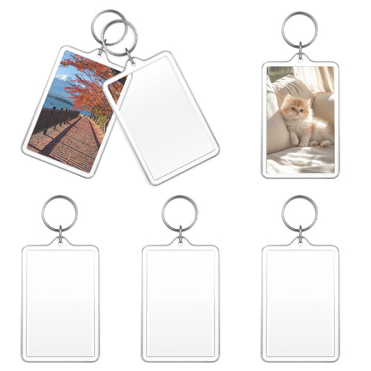 6Pcs Photo Keychain Acrylic Transparent Picture Keychain Mini Insert Photo Keyring DIY Blank Clear Picture Frame Key Chain Holder for Custom Personalized Graduation Gifts Accessory 2.76 x 1.73inch