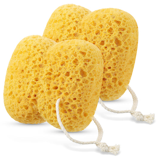 Wanmu 2Pcs Bath Sponge, 5.3 inch Curvy Exfoliating Foam Loofah, Large Shower Pouf Face Puff for Women, Men, Teenager Body Cleansing Supplies Sensitive Dry Skin