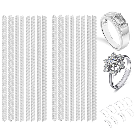 24 Pcs Ring Size Adjusters for Loose Rings Silicone Ring Guards Ring Spacers and Ring Tighteners Invisible Insert and Spiral Ring Resizers for Different Ring Widths for Women and Men