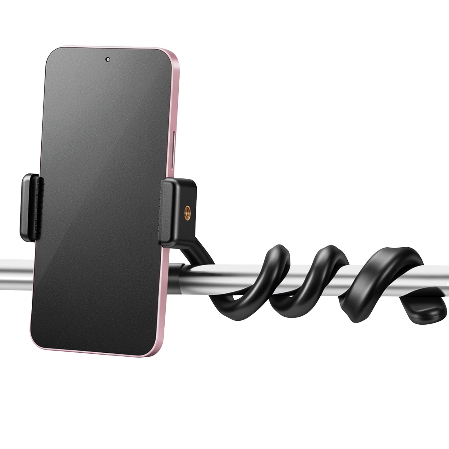 Portable Stroller Phone Holder Flexible Cell Phone Holder Adjustable Universal Stroller phone Mount Soft Silicone Bike Strollers Attachment for Most Cellphone Hand Operation Buggy Handlebar Pushchair