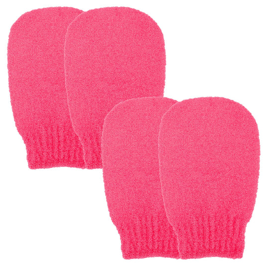 Sibba 2 Pairs Exfoliating Gloves, Exfoliating Mitt Body Scrubber for Removing Dirt and Dead Skin, Body Exfoliator for Shower Bath, Tan Removal, Keratosis Pilaris (Red)