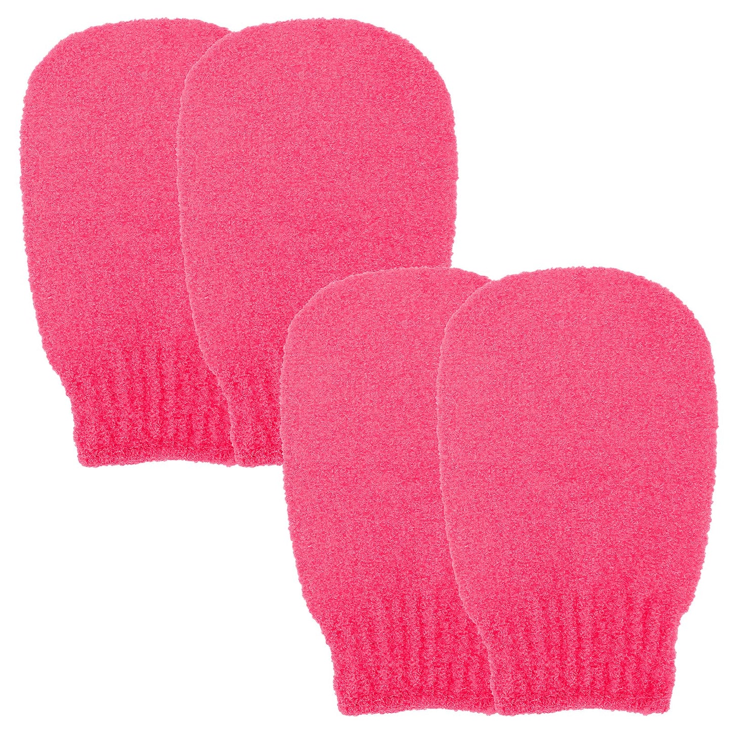 Sibba 2 Pairs Exfoliating Gloves, Exfoliating Mitt Body Scrubber for Removing Dirt and Dead Skin, Body Exfoliator for Shower Bath, Tan Removal, Keratosis Pilaris (Red)