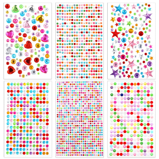 Dimeho 2118Pcs Self Adhesive Rhinestone Gems Stickers Jewel Stickers 3D Acrylic Bling Stick on Gems Multicolor Crafts Crystal Gemstone Stickers for Crafts DIY Makeup Eye Halloween Decorating