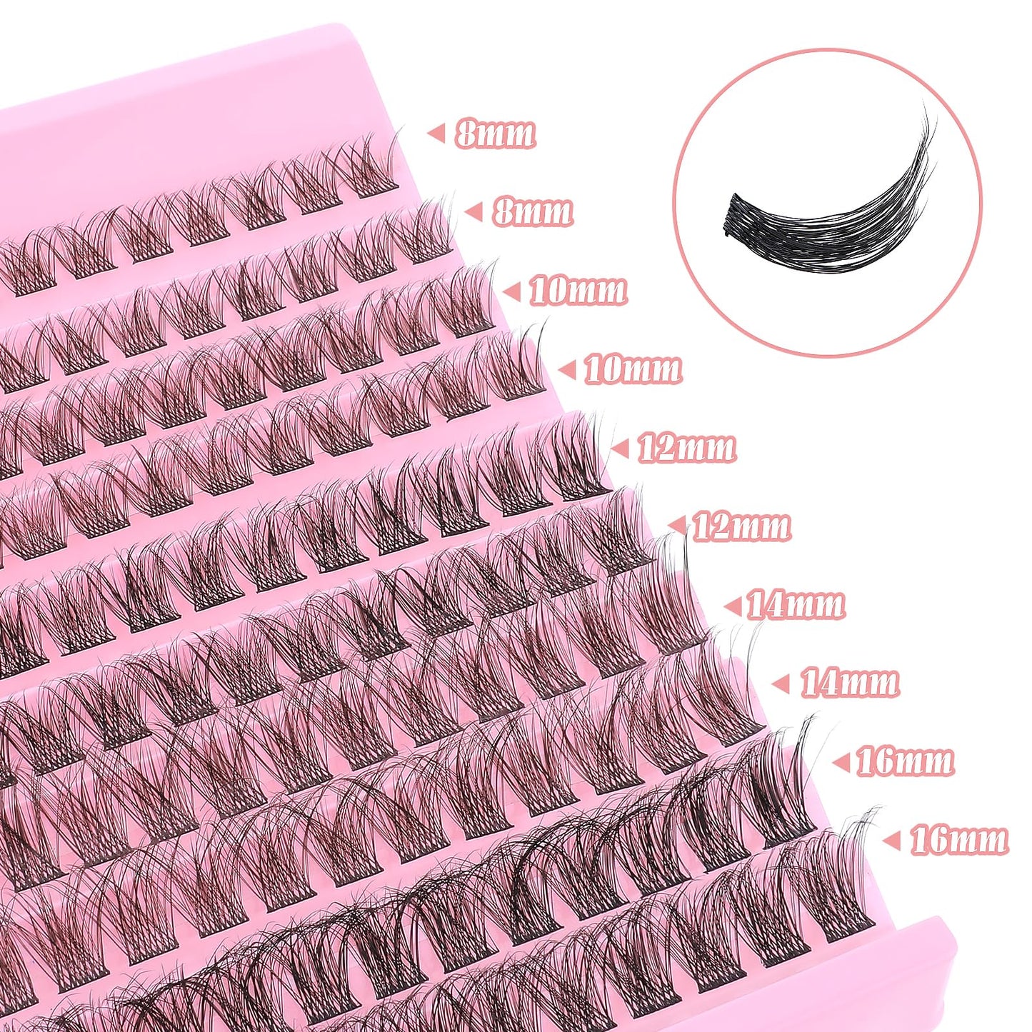 120Pcs Lash Clusters, 8-16mm Wispy Individual Extensions Natural Look Lashes D Curl Fluffy Cluster Lashes DIY Eyelash Extension