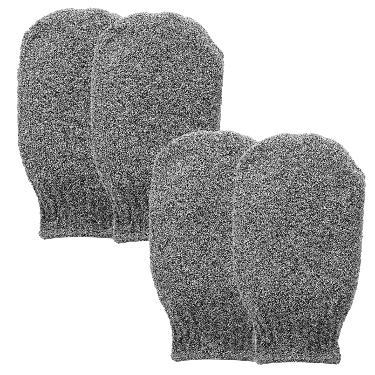 Sibba 2 Pairs Exfoliating Gloves, Exfoliating Mitt Body Scrubber for Removing Dirt and Dead Skin, Body Exfoliator for Shower Bath, Tan Removal, Keratosis Pilaris (Grey)