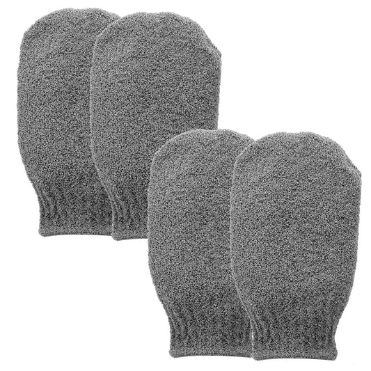 Sibba 2 Pairs Exfoliating Gloves, Exfoliating Mitt Body Scrubber for Removing Dirt and Dead Skin, Body Exfoliator for Shower Bath, Tan Removal, Keratosis Pilaris (Grey)