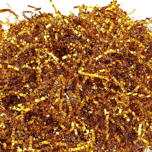 Dimeho 100g Crinkle Cut Paper Shred Shredded Paper Filler Double Gold Crinkle Paper Grass for Gift Boxes, Easter Baskets, Gift Wrapping, Basket Filling, Wedding Birthday