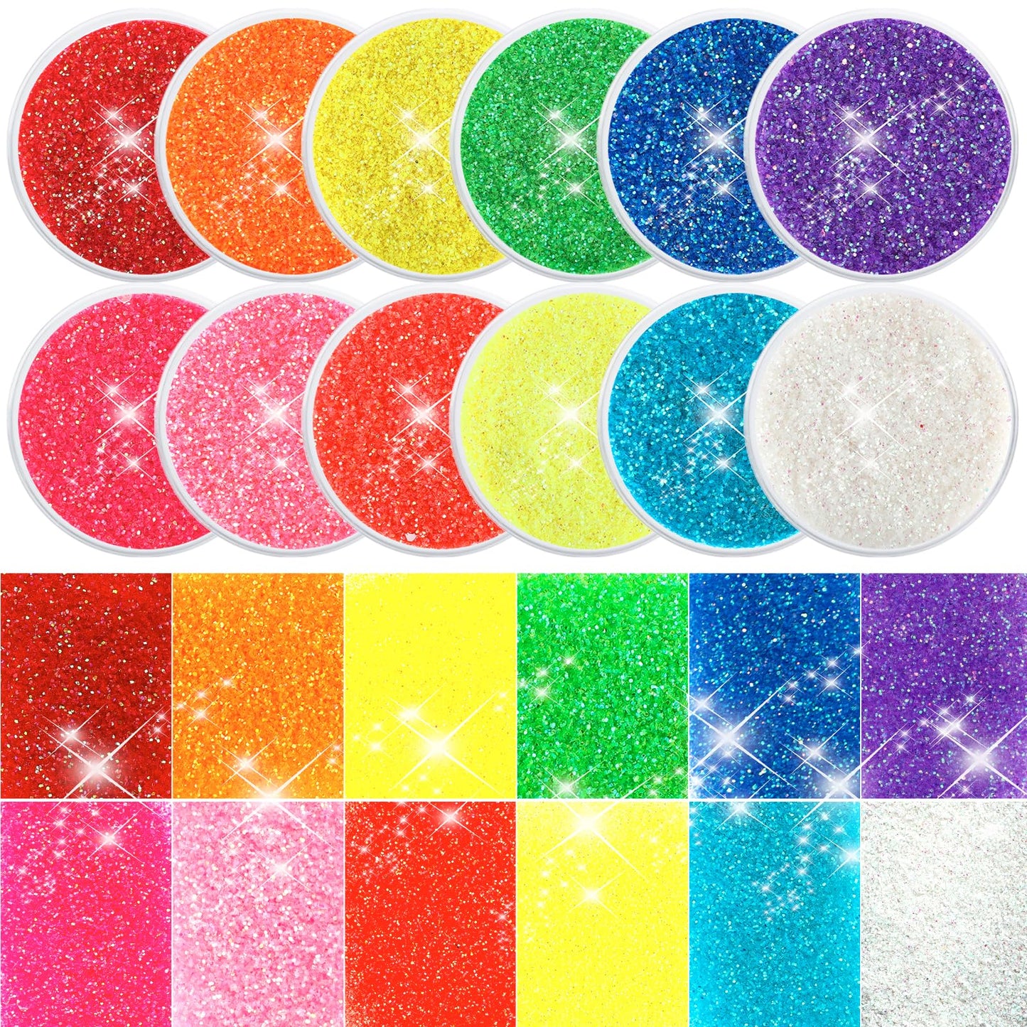 Sibba 12 Colors Glitters, Colorful Glitter Set for Nail, Iridescent Nail Art Fine Glitter, 12 Jars 5G Each Glitter Set, Body & Face Glitter for Festival, Makeup, Halloween (Illusion Gold Glitter)