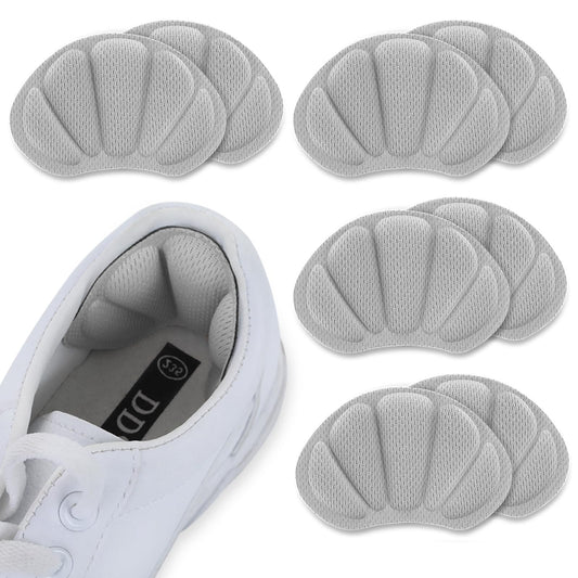 8Pcs Mesh Adhesive Heel Grips Inserts, Back of Heel Cushion Pads for Boots, Loose Shoes Too Big, Reusable Heel Guards Liners for Women Men, Anti Blister Shoe Liners Heel Protectors, Improve Shoe Fit