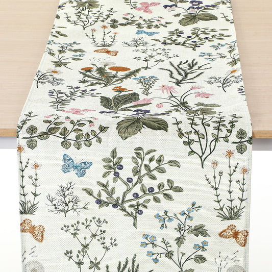 Wanmu Wildflowers Floral Spring Table Runner, 72 Inches Easter Table Runner, Linen Watercolor Flowers Spring Dining Tables Decorations for Home Kitchen Party Dining Room