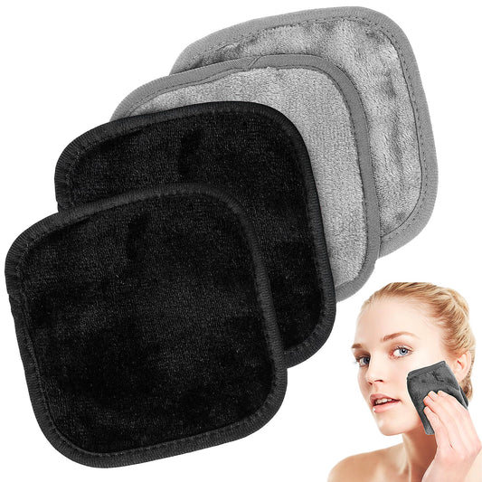 Sibba Microfiber Towel Wash Cloths Towelettes 4 Pieces Washcloths Face Body Makeup Remover Washing Drying Reusable Soft Facial Cleansing Make Up Skincare Clean Removing