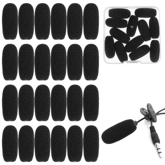 Wanmu 24Pcs Mini-size Microphone Windscreen, High-Density Foam Headset Covers, Small Headset Protection Cover for Lavalier and Lapel Mic