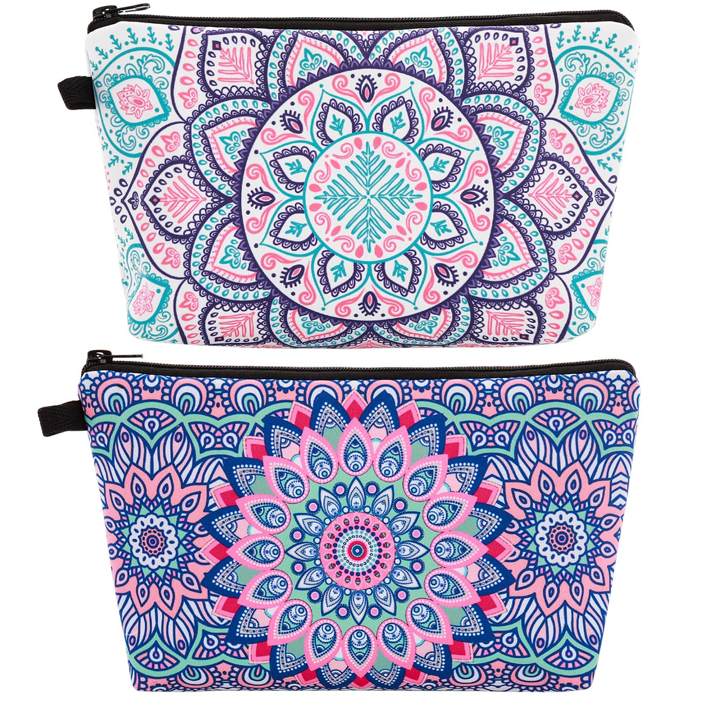Sibba 2 Styles Makeup Bag, Canvas Cosmetic Bag Handbag Small Pouch Purse Zipper Pencil Case Toiletry Organizer Storage Beauty Makeup Travel Accessory for Teen Girls