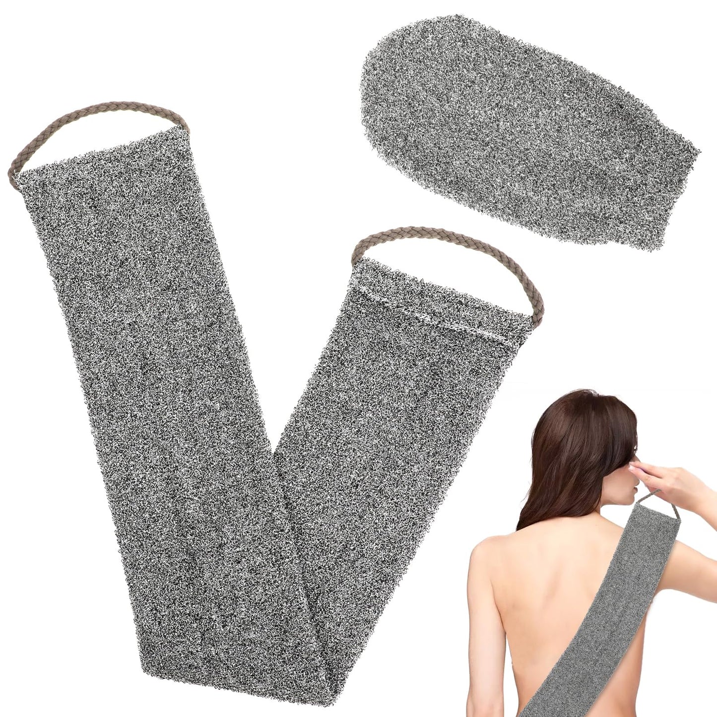 COMNICO 2 Pcs Back Scrubber Shower African Long Net Luffa Exfoliating Scrubber Shower Body Bath Brush for Women Men Double Side Loofah Sponge