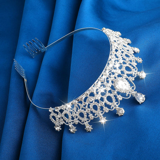 Sibba Tiara Crown Rhinestone Crystal Crown Comb for Bridal Wedding Princess Headwear Hair Accessories Birthday Party Carnival Prom Holiday Celebration Girl Bridesmaid Heart Crown (Silver)