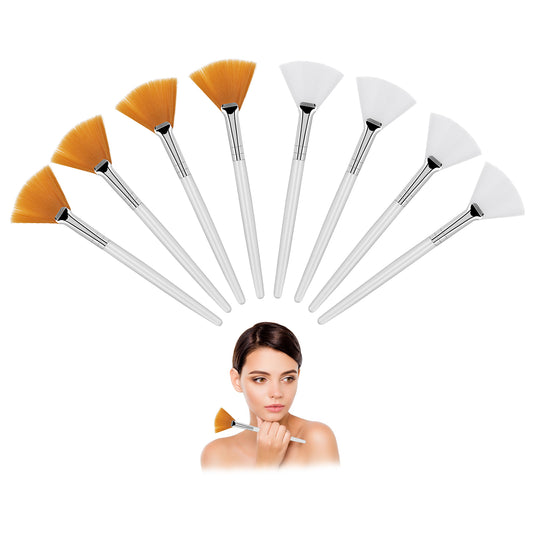 Sibba 14 Pcs Facial brushes, Fan Brushes, Acid Applicator Brush, Makeup Brush with Clear Plastic Handle Cosmetic Applying tools for Mud Face Cream (8Pcs)