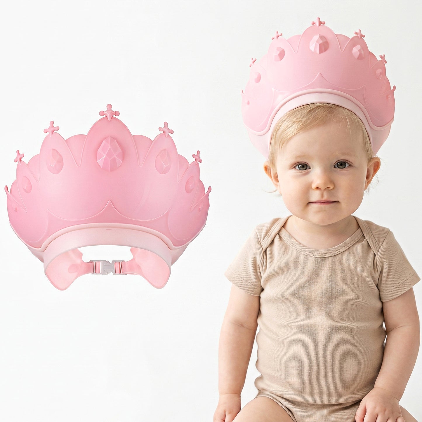 QFGasre Baby Shower Cap, Waterproof Adjustable Baby Bath Head Cap Soft Bath Visor Washing Hair Shower Bathing Protection for Kids Toddler Children Eye and Ear Protection