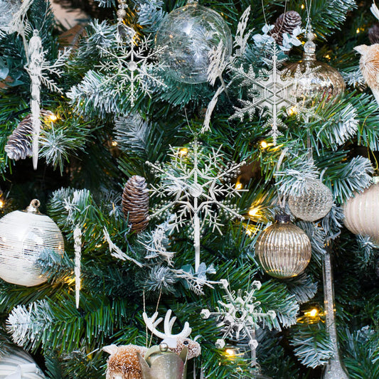 Sibba 14 PCS Christmas Tree Snowflake Ornament Transparent Acrylic Crystal Pendants Christmas Decorations Hanging DIY Set Winter Seasonal Window Party Door Home Kitchen Accessories Assorted Sizes