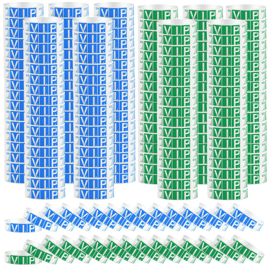 Sibba 200 Count Wrist Bands Wristband Badges Waterproof Paper Bracelets Coloreds Admission Festivals Party Events Arm Hand Labels Holder Indexes Stamps Strap Office School Supplies(Blue/Green)