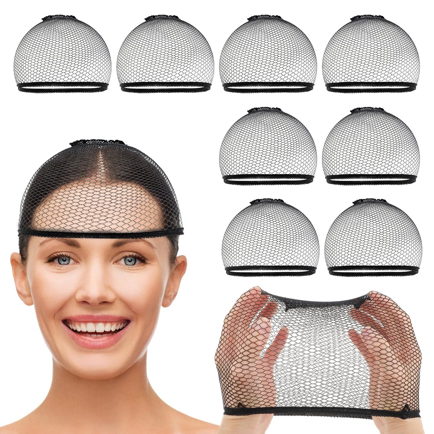 10 Pcs Mesh Wig Caps Closed End Fishnet Hair Mesh Net Stocking Non Slip Weaving Hair Net Liner Stretchy Nylon Weaving Caps Stretchable Hair Cap for Women Men Wig Cap Halloween Cosplay