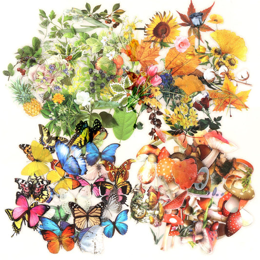 COMNICO 240PCS Butterfly Stickers, PET Waterproof Transparent Colorful Resin Decals Decorative for Nature Scrapbook Planners Laptops DIY Handbook Paper Crafts