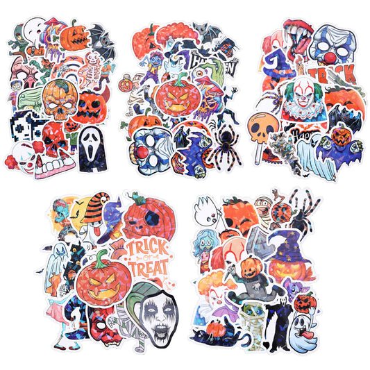 COMNICO 100PCS Halloween Stickers for Adults Kids, Colorful Halloween Pumpkin Decals Cute PET Waterproof Resin Stickers Decorative for Scrapbook Laptops Water Bottles DIY Crafts Halloween