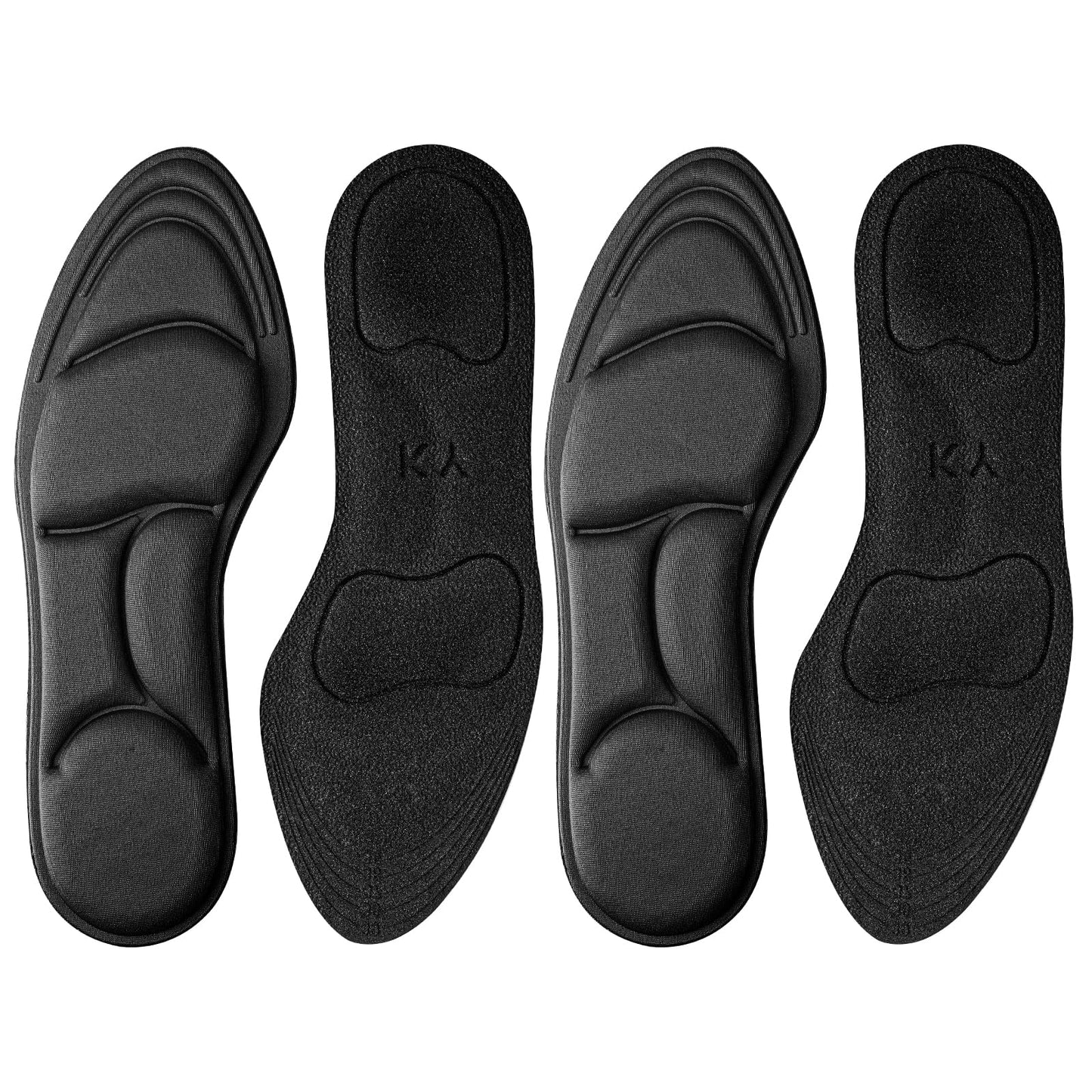 2 Pairs Memory Foam Insoles for Women Men Replacement Innersoles Comfort Cushioning Shoe Inserts for Trainers Sneakers Work Boots Running Shoes Shock Absorption (Black)
