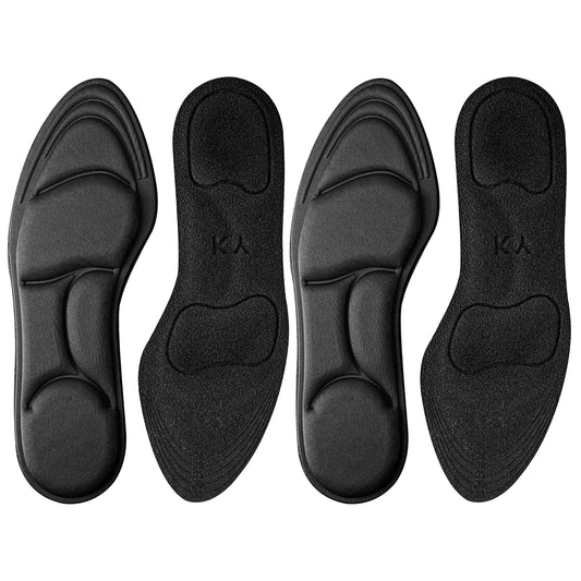 2 Pairs Memory Foam Insoles for Women Men Replacement Innersoles Comfort Cushioning Shoe Inserts for Trainers Sneakers Work Boots Running Shoes Shock Absorption (Black)